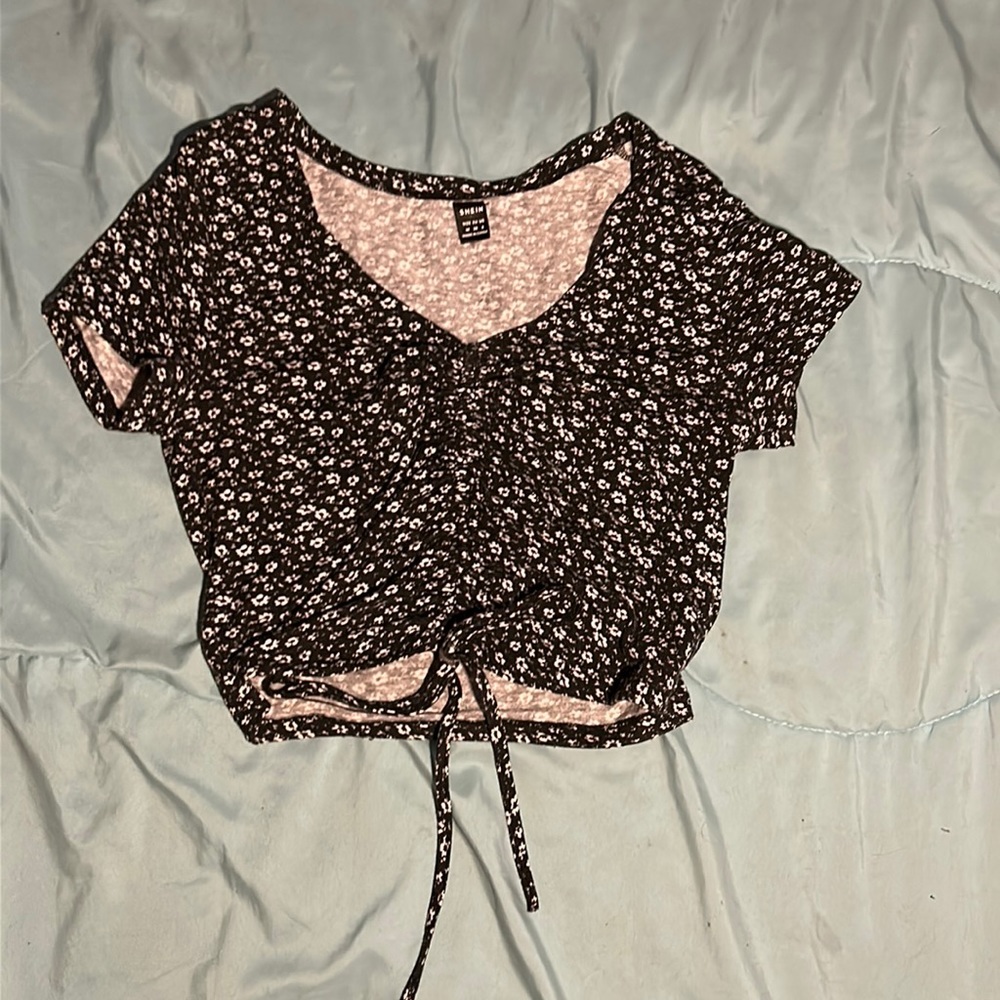 Black floral shirt